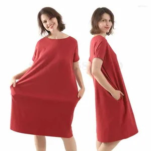 女性用スリープウェアビッグサイズ3xl 4xlナイトガウンドレッシング夏の短袖カジュアルルーズコットンエラスティックホームウェアナイトドレス