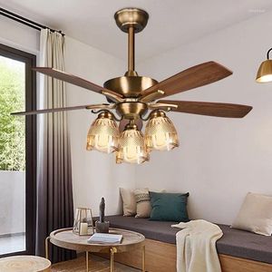 Lights Led Restaurant Simple European Ceiling With Light Retro Country Electric Fan Lamp Chande