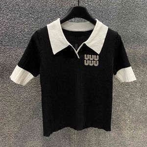 Litery Kobiety Kobiety Polo T Shirt Tops Luksusowe designerka Kobieta Bluzka Kontrast Koszulki