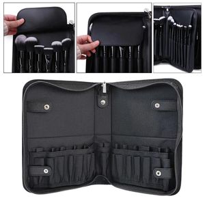 Cosmetic Bags Professional Makeup Brushes Organizer Bag Compact Stand-Up Zipper Design Black