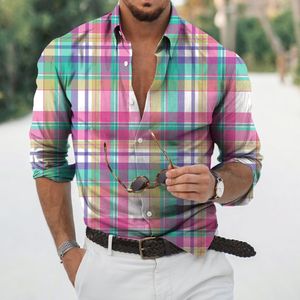 Camicie casual da uomo Camicia a maniche lunghe di design casual da strada Taglia S-5XL Plaid hawaiano a righe per viaggi Estate Allentato Top da uomo oversize