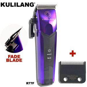 Kulilang r77f 7200rpm profissional máquina de cortar cabelo elétrica barbeiro fade lâmina fina qualidade trimmer máquina corte 240315