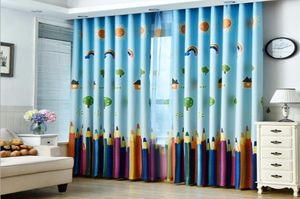 Crianças lápis cortina dos desenhos animados impresso janela cortinas sheer tule voile cortinas para crianças sala de estar quarto janela tratamento 7089614