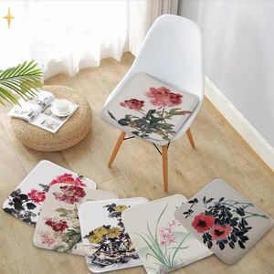 Pillow Ancient Chinese Style Flower Bird Orchid Nordic Printing Meditation Stool Pad Seat Anti-Slip S Home Decor