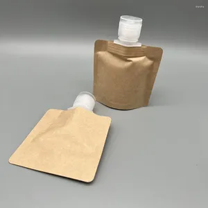 Storage Bags 50ML 50PCSKraft Paper Spout Pouchsuction Bag Can Be Used For Beverage Juice Cosmetics And Other Liquid Disposable Packaging