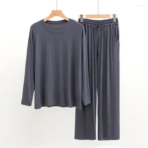 Męska odzież sutowa Ubrania piżamowe wygodne długotropowe zimowe modalne spodnie spodnie męskie odzież nocną miękki zestaw domowy jesień