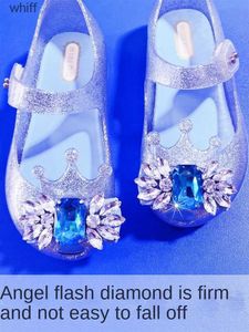 Сандалии, новинка 2022, прозрачные туфли принцессы с кристаллами для девочек — детские сандалии для малышей на высоком каблукеC24318