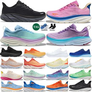 Scarpe da corsa Clifton 8 Scarpe da donna Clifton 9 Bondi 8 Scarpe da ginnastica Summer Song Triple Bianco Nero Pesca Frusta Azzurro Scarpe sportive da esterno Sneakers