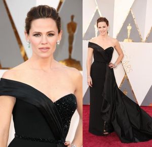 Oscar 88. Jennifer Garner Kırmızı Halı Siyah Ünlü Elbiseler Bir omuz Arapça Elbiseler Resmi Akşam Balo Gowns Vestidos8813107