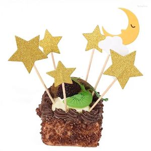 Parti dekorasyonu 60pcs kek topper moda parıltı yıldız ay kek meyve seçimleri