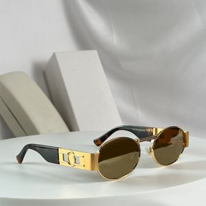 Espelho de ouro óculos de sol oval forma redonda homens verão sunnies gafas de sol designer óculos de sol tons occhiali da sole uv400 proteção óculos
