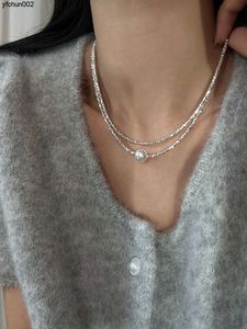 S925 Sterling Silver Shijia Zhengyuan Strong Light Pearl Broken Necklace with Female Minority Design Advanced Collar Chain Neck 5tlt