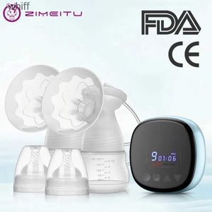 Breastpumps ZIMEITU Double Electric Breast Pumps Powerful Nipple Suction USB Electric Breast Pump with Baby Milk Bottle Cold Heat Pad NipplC24318