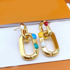 Vintage Women Girl Big Rings Ear Stud Gold Silver Plated rostfritt stål Drop örhängen lyx varumärke designer bröllop fest mode smycken gåva med låda hög kvalitet