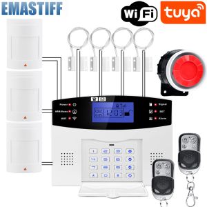 Kits Tuya WiFi GSM Alarmsystem 433MHz Haus Einbrecher Sicherheitsalarm Wireless Kabel -Detektor Rauchtür Fenster Amera Tuya Unterstützung Alexa