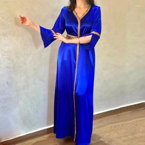 Sıradan Elbiseler Kaftan Kaftan Abaya Kadın Ramazan Gurban V-Gutt Uzun Kollu Robi Dubai Müslüman Arap Düğün Moda Giysileri