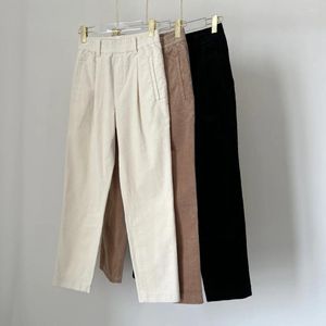 Pantaloni da donna B/C Pantaloni affusolati larghi in velluto a coste elasticizzati retrò a vita alta da donna di marca italiana Piccoli casual di qualità dritta