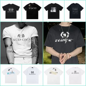 디자이너 남성 여성 밸런시 아가 티셔츠 기술 셔츠 기술 셔츠 인쇄 짧은 소매 캐주얼 통기성 커플 스웨트 셔츠 편지 프린트 순수면 아시아 크기 S-2XL