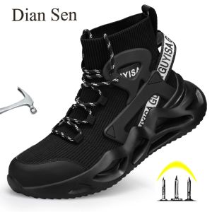 Botas Diansen 2023 Sapatos leves de segurança de aço de aço de aço botas de trabalho de trabalho antismo assassinato de construção masculina tênis indestrutível