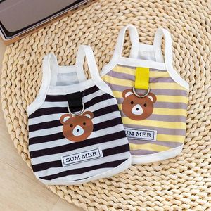 Dog Apparel Pet Clothes Striped Bear Vest For Dogs Clothing Cat Small Traction Suspender Cute Thin Summer Boy Girls Products 2024