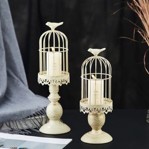 Retro Bird Cage Candle Holder Vintage Metal Candlestick Weddings Centerpiecces for Table Nordic Romantyp Party Domowe Dekor 240306