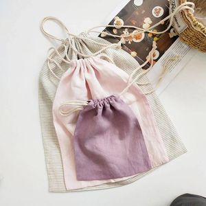 Sacos de armazenamento 2024 Linho Produzir Multiuso Eco Muslin Bag Tecido Sachê Bolsas de Jóias com 221797HRR Roupas Presente Cordão