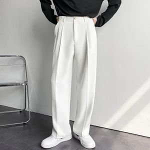 Estate nuovi pantaloni bianchi solidi da uomo a gamba larga pantaloni moda casual Y2k pantaloni da uomo pantaloni coreani abbigliamento 240318