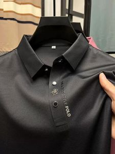 Mens Polos Summer Business Highend Solid Color Högkvalitativ kort ärm Polo Shirt Lapel Collar Men Fashion Casual No Trace Printing