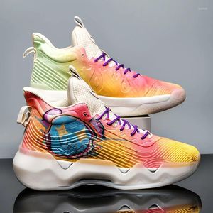 Basketskor Professionella mäns icke-halkarna Hög topp sneakers mode färgglada fluorescerande