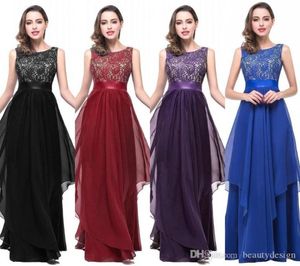 Lace Lace A Line Cheap Chiffon Prom Dresses 2017 صورة حقيقية رائعة خادمة طويلة خادمة الشرف فساتين زفاف رسمية