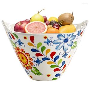 Tigelas modernas tigela de frutas dobrável lancheira salada macarrão talheres talheres porcelana para cozinha decorativa