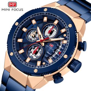 MINI FOCUS Brand Personalized Waterproof Quartz Night Glow Steel Band Men's Watch 0397G