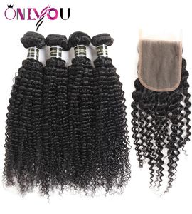 Flash Deals Malaysian Kinky Curly Virgin Hair Bundles with Top Lace Closure kinky curly humer hair expensions for you w1996103