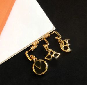 3PCS/SET TRENDY WOMEN GILL 18K Gold Silver Star Clover Clover Letter Ear Stud Stal nierdzewna Kolczyki Kolki Nowe luksusowe marka projektant weselnych biżuteria moda