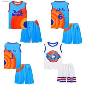 Jerseys Space Jam 2 Jersey James Tune Squad koszulka koszulka z czołgiem szorty szorty dresowe mundury roupas set sportowy Q240318