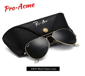 Pro Acme Brand Klassische Piloten-Sonnenbrille für Herren und Damen, Metallrahmen, 100 Echtglaslinse, 55 mm, PA0325, Cl2009207575850