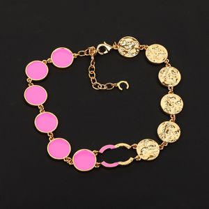 2024 Luxury Quality Charm Round Shape Choker Pendant Necklace With Black and Fuchsian Design Brosch