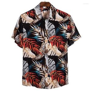 Camicie casual da uomo D Stampa Piante tropicali Camicia hawaiana Moda uomo Spiaggia Maglie a manica corta Streetwear Aloha Camicetta Abbigliamento maschile