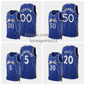 Benutzerdefiniertes Basketballtrikot Paolo Banchero Markelle Fultz Cole Anthony Franz Wagner Caleb Houstan Jonathan Isaac Gary Harris blau 2024 Größe XS-XXL