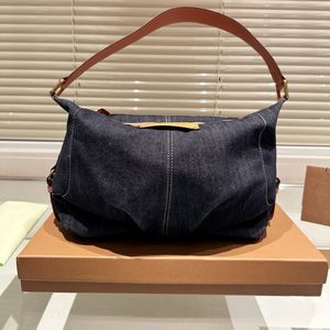 Klasik denim tote kavisli siluet çanta kadın çanta lüks tasarımcı retro moda kot kumaş deri omuz askısı çapraz altı koltuk çantası çanta yok kutu