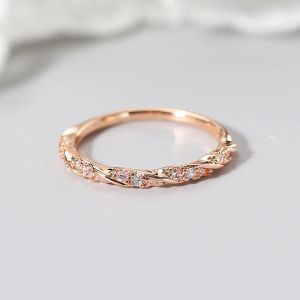 Slim Engagement Ring For Women Simple Micro Zircon White 14K Rose Gold Dainty Ring Wedding Gifts Fashion Jewelry