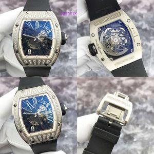 Modeuhr RM Uhr Damenuhr RM023 Skelett-Zifferblatt 18 Karat Weißgold Original Diamant Datum automatische mechanische Herrenuhr großes Zifferblatt