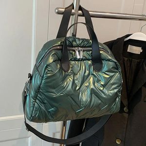 Kvällspåsar puffer tygväska puffy handväska lätt crossbody vadderad axel stor handväska fall vinter shopping