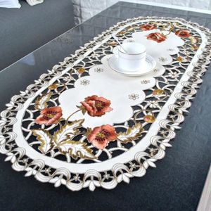 Toalha de mesa de renda toalha de mesa 40 85cm tapete bordado floral ornamento oval festa decoração vintage jantar de alta qualidade