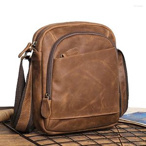 Axelväskor nesitu highend vintage brun svart äkta läder små män messenger för 9,7 '' ipad cross body m8202