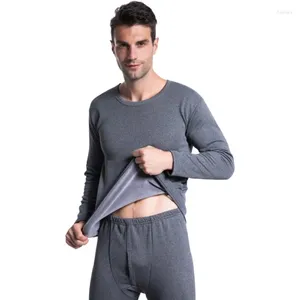 Roupa interior térmica masculina longo johns lã veludo roupas masculinas tamanho grande define inverno quente grosso