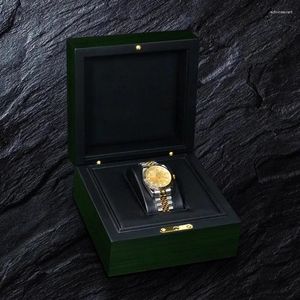 Uhrenboxen Hersteller Lager Großhandel Luxus grüne Holzverpackung Box Aufbewahrung Display Klavierlack Geschenk individuell