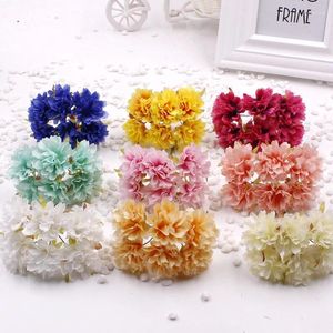 Flores decorativas 3cm crisântemo artificial para caixa de casamento corsage diy grinalda scrapbooking decoração buquê de margaridas de seda falso