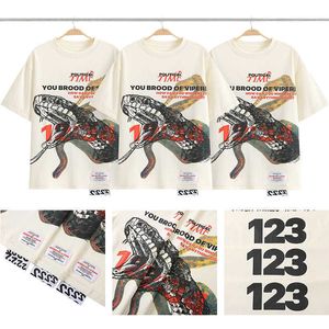 Мужские футболки RRR123 High Street Athleisure Loose Alchemy Python 3D Foam Printed с круглым вырезом Свободная футболка с короткими рукавами для мужчин T240318