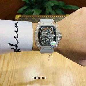 Milles Crystal Transparent Hollowed Richa Out Mens Automatic Mechanical Watch Waterproof Fashion Luminous Tape Sense of Technology